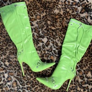 Public Desire, US 5, Green Knee-High Heeled Boots (SOLD OUT ONLINE)